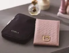 FURLA エナメル調卓上ミラー ＆ミラーケース