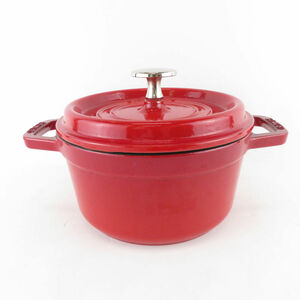 美品 STAUB ストウブ ピコ ココットラウンド 両手鍋 チェリー 16cm ホーロー SO1308J