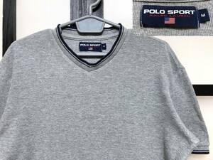 90s ポロスポーツ 裾ロゴ Vネック Tシャツ / 90年代 POLO SPORT RALPH LAUREN ラルフローレン Vintage ビンテージ スソロゴ 裾ポニー