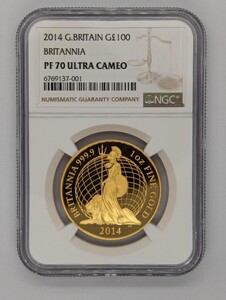 【最高鑑定】2014年ブリタニア金貨/£100/1オンス/NGC鑑定PF70UC/ジョデイークラーク/イギリス/ロイヤルミント