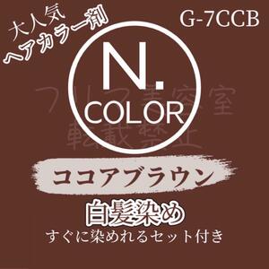 大人気　N. エヌドット G 7CCB 白髪染め ロングヘア用 ヘアカラー剤 セット付 ヘアカラー グレイカラー ココア ブラウン 赤みのある茶色