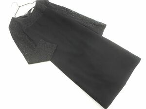 ネコポスOK ELLE エル 総レース 切替 Iライン ワンピース size38/黒 ■◇ ☆ ebb5 レディース