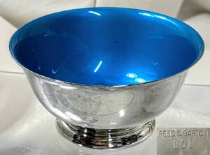 USA ビンテージ Reed&barton/リード＆バートン silver plate/シルバープレート blue enamel bowl 101 箱無 used コレクション 保管現状品