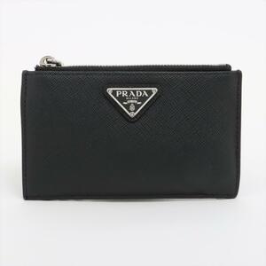 PRADA プラダ サフィアーノ トライアング レザー コインケース カードケース 黒 革 leather BLACK 箱 1MC086 SB08-32 Saffiano