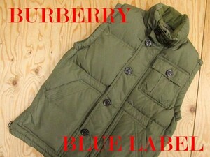 ★バーバリー Burberry ブルーレーベル★メンズ ダウンジップベスト 裏ノバチェック カーキ★R61124015A