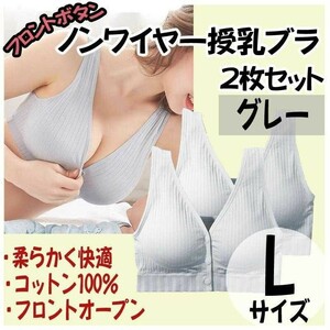 授乳ブラL2枚 ノンワイヤー ナイトブラ フロントホック マタニティ グレー