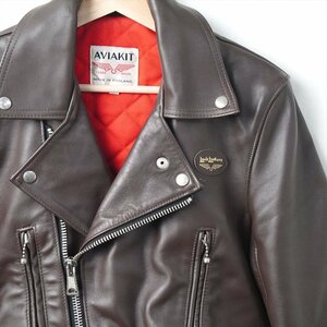 Lewis Leather ルイスレザー ライトニング ダブルライダースJKT ロンジャン 茶 32 イギリス製