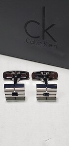 F/Calvin Klein カルバンクライン CK カフスボタン/Calvin Klein カフスボタン/カルバンクライン CK クリスタル カフスボタン/箱付き