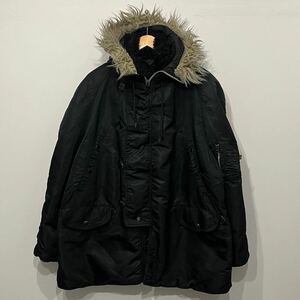 【576】 美品 90s USA 製 alpha N-3B フライト ジャケット L ブラック 黒 アルファインダストリーズ ミリタリー military vintage アメリカ