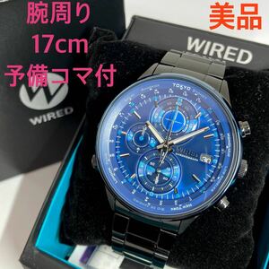 美品☆電池新品☆送料込☆セイコー SEIKO ワイアード WIRED クロノグラフ ブルー TOKYO SORA VK67-KBD0 AGAW450