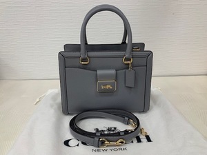 ☆1円スタート☆【美品】 COACH コーチ CE606 グレース キャリーオール レザー×パイソン型押しレザー 2WAY ハンド トート グレー系◆28019