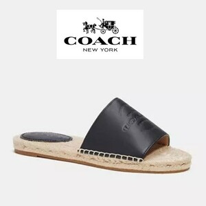 ◆すぐにお届け！◆新品/正規品◆【COACH★CI033-8B】コーチ レディースサンダル レザー エスパドリーユ ブラック 定価44,000円 即決!!