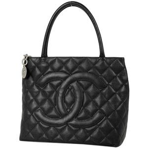 シャネル CHANEL 復刻トート ココマーク CC ハンドバッグ トートバッグ キャビアスキン ブラック A01804 レディース 【中古】