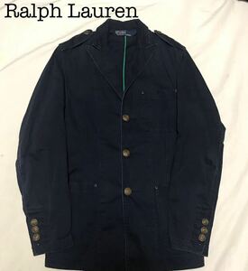 ラルフローレン　ジャケット　Ralph Lauren Sサイズ　ボタン　紺　ネイビー　ヴィンテージ 加工　ダメージ　加工