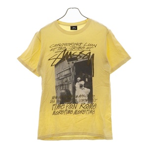 STUSSY ステューシー WHO JAH BLESS TEE 両面プリントTシャツ 半袖カットソー イエロー