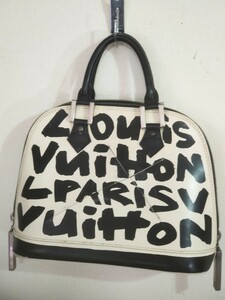 １円〜 ルイヴィトン LOUIS VUITTON モノグラム アルマ グラフィティ レア人気 希少 ブラック×ホワイト シルバー金具 ハンドバッグ