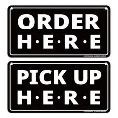 Order Here Pick Up Here Sign 看板 プレート 黒