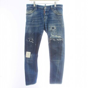 DSQUARED2 16SS SEXY TWIST JEAN デニムパンツ ジーンズ ボタンフライ リペア加工 USED加工 48 M インディゴ S71LB0111