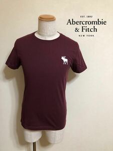 【新品】 Abercrombie & Fitch アバクロンビー&フィッチ ビッグアイコン クルーネック Tシャツ サイズXS 半袖 バーガンディー 636499687