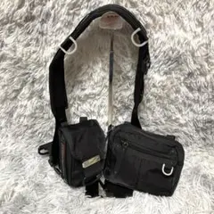 【美品】TOUGH タフ 2連 ミリタリー ボディバッグ  BLACK