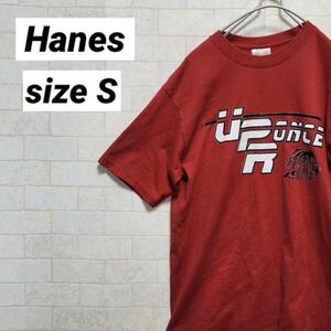 Hanes ヘインズ Tシャツ 半袖 プリント ロゴ ビッグロゴ レッド S 2153