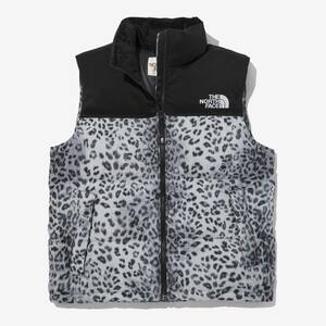 ノースフェイス ホワイトレーベル L ノベルティ ヌプシ ダウンベスト レオパード ヒョウ NOVELTY NUPTSE DOWN VEST P SILVER WHITE SAND