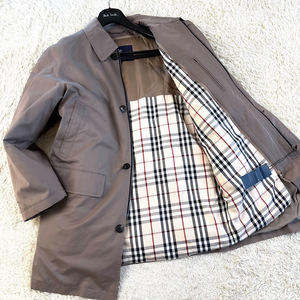 極美品ダウンBURBERRY LONDON極暖ダウンコートXL.LL～L最高級スモールフェザージャケットメガノバチェック柄ベージュ肌バーバリーロンドン