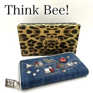 新品・未使用　Think Bee! シンクビー　長財布　ラウンドジップ　デニム　箱付き