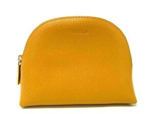 ■極美品■ FURLA フルラ レザー ポーチ マルチケース 小物入れ レディース イエロー系 DD7799