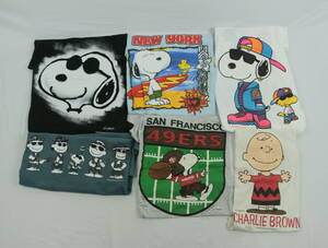 C828/80-00s/PEANUTS/SNOOPY/ピーナッツ/スヌーピー/ビンテージTシャツ/6枚セット/まとめ売り/シングルステッチ/メンズ/M-Lサイズ