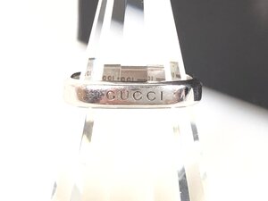 グッチ　GUCCI　スクエア　リング　指輪　750/ホワイトゴールド　4.8g　サイズ刻印＃15/実寸14号　　YAS-5582