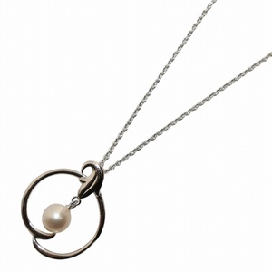 ミキモト MIKIMOTO ネックレス ペンダント チェーン パール 真珠 サークル シルバー SV925 7mm珠 1粒 白 ホワイト /KW ■GY18 レディース