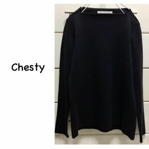 【送料込み】　Chesty ウール混　ニット　セーター　F ブラック　黒　日本製　チェスティ　 トップス