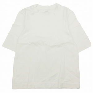 美品 チノ CINOH Tシャツ 半袖 コットン 天竺 クルーネック 丸首 プルオーバー カットソー トップス 38 白 ホワイト レディース