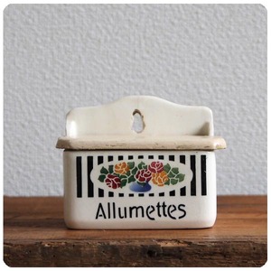 フランス アンティーク 陶器製アリュメットキャニスター/Allumettes(マッチ)入れ/フレンチ/花柄【DITMAR刻印あり】N-932