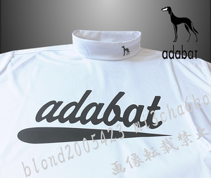 ■新品【adabat GOLF】アダバット ゴルフ 前面BIGロゴ モックネック長袖シャツ■WH/L