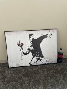 BANKSY 「花束を投げる男」大型 アートパネル　新品未使用　縦約50㎝×横約70㎝×厚さ約2.3㎝ 