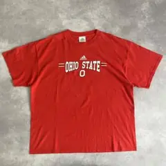 adidas アディダス OHIO STATEカレッジ系 半袖Tシャツ 赤