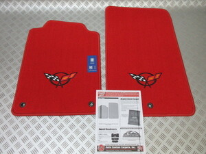 C5RED. 1997~2006 シボレー C5 コルベット フロアマット 1pr SET C5Logo! ACC Auto Custom Carpet!!! RED! GM Official品！