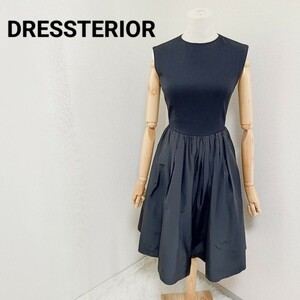 ドレステリア DRESSTERIOR 美品 上品 ノースリーブワンピース 切り替え シャカシャカスカート 黒 ブラック 36 Sサイズ レディース