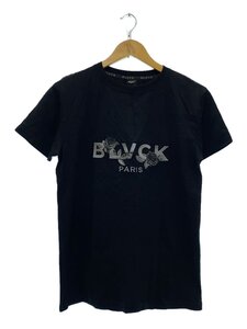 BLVCK PARIS◆22SS/薔薇/刺繍/ロゴ/Tシャツ/S/コットン/BLK