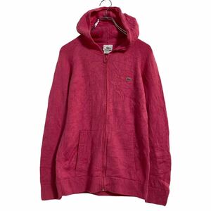 LACOSTE ウール ニット セーター パーカー レディース M ピンク ラコステ ジップアップ 古着卸 アメリカ仕入 a608-6453