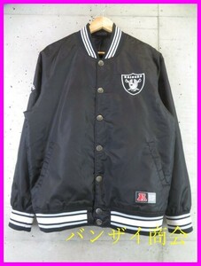 3040b15◆Majestic社◆NFL◆RAIDERS レイダース 中綿 スタジャン L/ジャケット/スタジアムジャンパー/アメフト/アメリカンフットボール