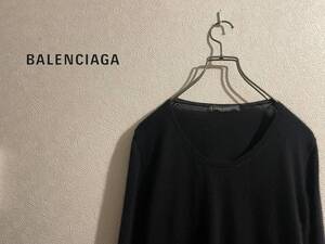 ◯ イタリア製 BALENCIAGA カシミア Uネック ニット / バレンシアガ セーター カットソー ブラック 黒 36 Ladies #Sirchive