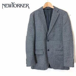 1K2440-F◆ newyorker ニューヨーカー テーラードジャケット シングル 総裏 ◆ sizeM ウール ナイロン グレー 古着 メンズ 秋冬