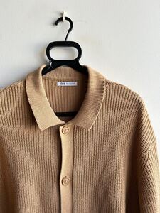 【美品】ZARA MAN ニット カーディガン メンズ XL ベージュ ボタン付き ザラ マン 