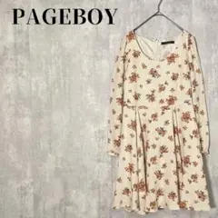 PAGEBOY　ページボーイ　花柄　ドッキングワンピース　パフスリーブ　フレア