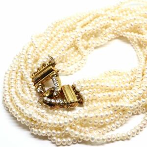 《本真珠8連ネックレス》J 66.2g 約45.5cm 約pearl パール necklace ジュエリー jewelry CE0/DA0