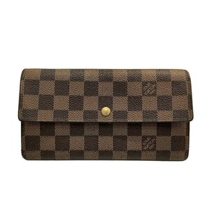 ルイ・ヴィトン（LOUISVUITTON）ポルトフォイユ・サラ（旧型）ベタはがれあり　N61734　長財布　ダミエ　エベヌ　NB0016【中古】KB-8703