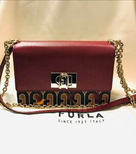 qob.Z4W02　FURLA フルラ　クロスボディーバッグ　ミニトニーコート　ブラウン×ボルドー　チェーンショルダー